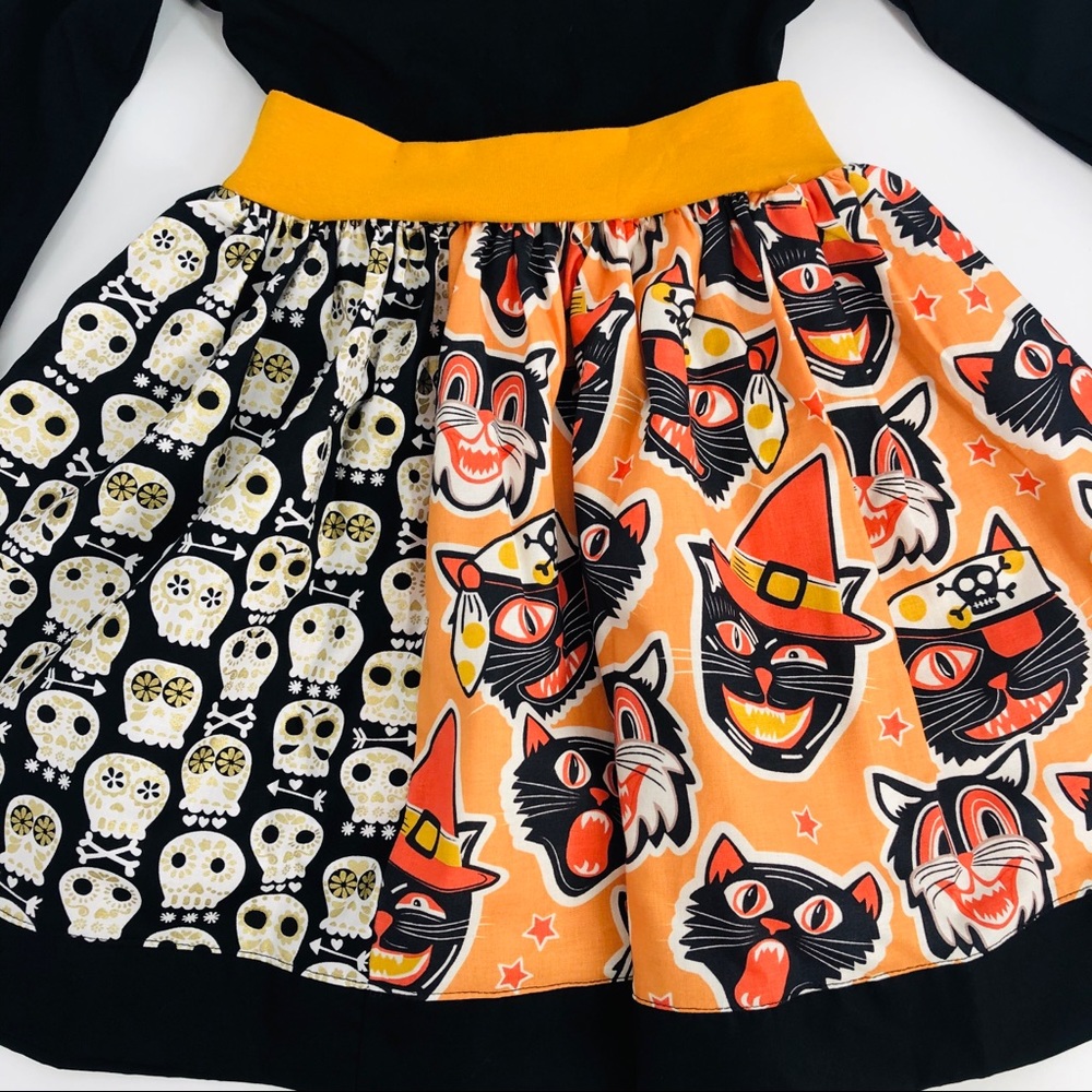 NEW KPea Original Spooky Cat Print Long Sleeve Dress Halloween Costume Party - Picture 7 of 10